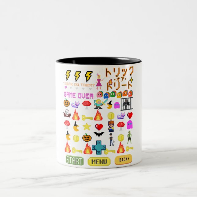 Taza Bicolor Mimkitiez videogame pixel halloween spookupy Magi (Centro)