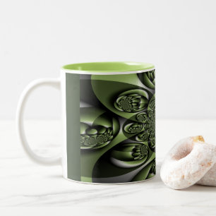 Taza Bicolor Mini Esferas del bosque verde blanco