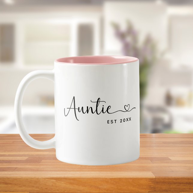 Taza Bicolor Minimalist Auntie Established Elegant Script  (Subido por el creador)