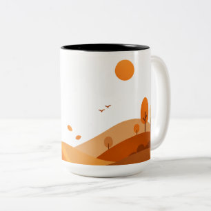 Taza Bicolor Minimalist Autumn Landscape Coffee Mug