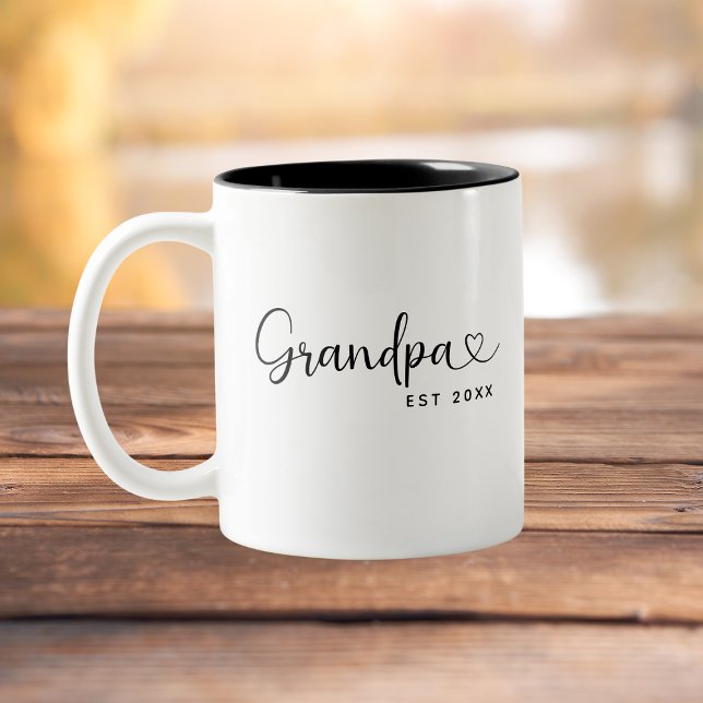 Taza Bicolor Minimalist Grandpa Established Elegant Script  (Subido por el creador)