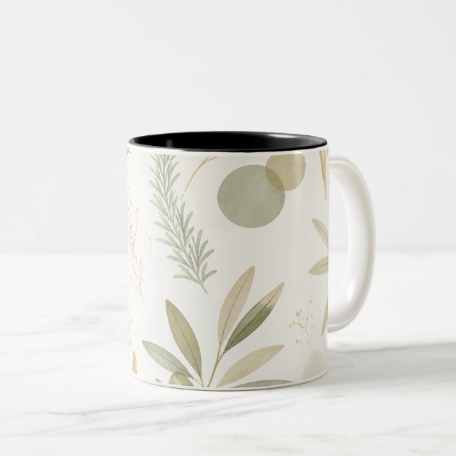 Taza Bicolor Minimalist Olive & Rosemary Botanical Mug (Anverso derecho)