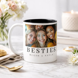 Taza Bicolor Minimalista Chic Moderno Mejores Amigas Foto BFF