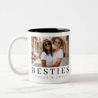 Taza Bicolor Minimalista Chic Moderno Mejores Amigas Foto Dos-