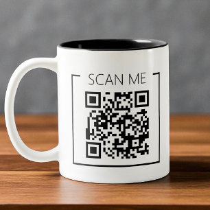 Taza Bicolor Minimalista Código QR Escanear Negocio