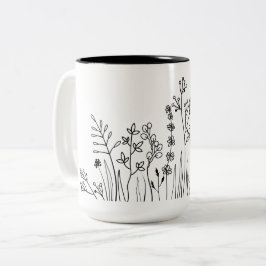 Taza Bicolor Minimalista línea moderna de arte botánico