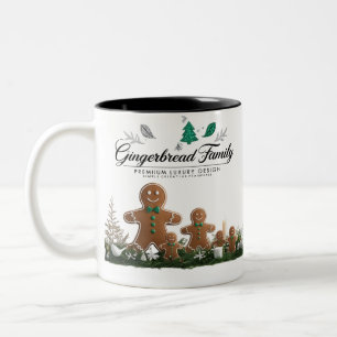 Taza Bicolor Minimalista Lujo Casa de Jengibre Navidad Familia