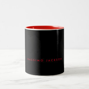 Taza Bicolor Minimalista Moderno Negro Rojo Profesional Tu Nomb