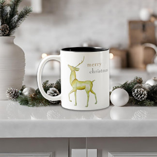 Taza Bicolor Minimalistas modernos renos navideños