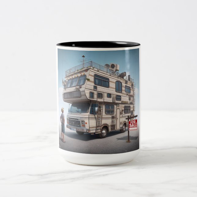Taza Bicolor Minivan Camper Comedy Mug - Sip and Smile! (Centro)