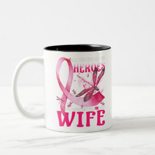 Taza Bicolor Mis Héroes Llevo Pink Por El Cáncer De Mama De Mi