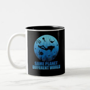 Taza Bicolor Mismo planeta Diferente Buceador Mundial de Scuba