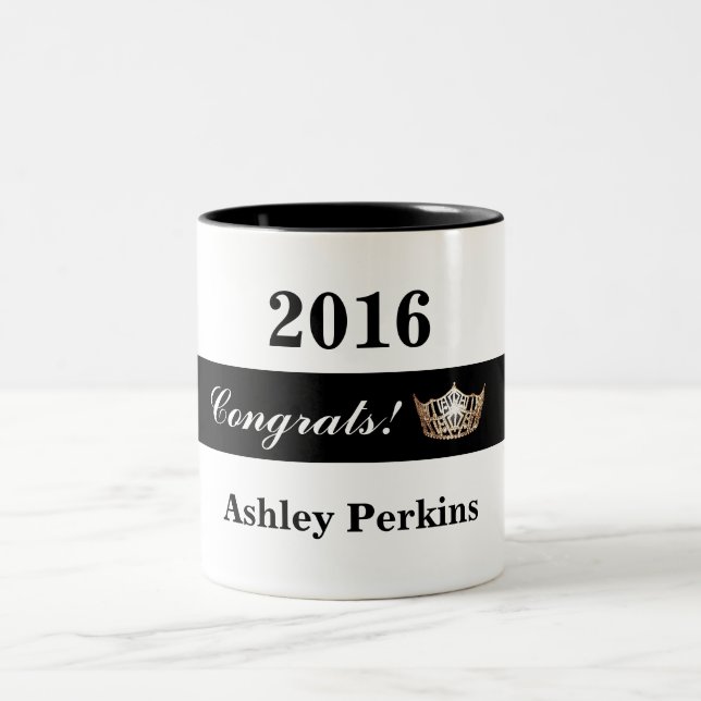 Taza Bicolor Miss América estilo Concurso Crown Congrats Mug (Centro)