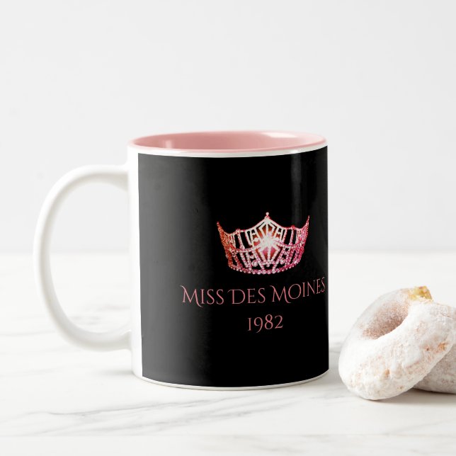 Taza Bicolor Miss América estilo Custom Name Coral Crown Mug (Con donut)