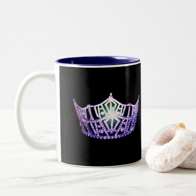 Taza Bicolor Miss América estilo Purple Crown Mug (Con donut)