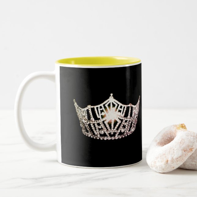 Taza Bicolor Miss América estilo Silver Crown Mug (Con donut)