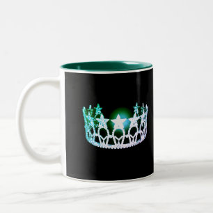 Taza Bicolor Miss EE.UU. estilo Green & Silver Crown Mug