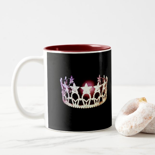 Taza Bicolor Miss EE.UU. estilo Silver Crown Mug (Con donut)