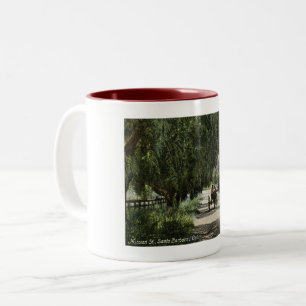 Taza Bicolor Mission St, Santa Barbara, California Vintage