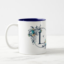 Taza Bicolor Místico Monograma Floral Inicial - Letra L