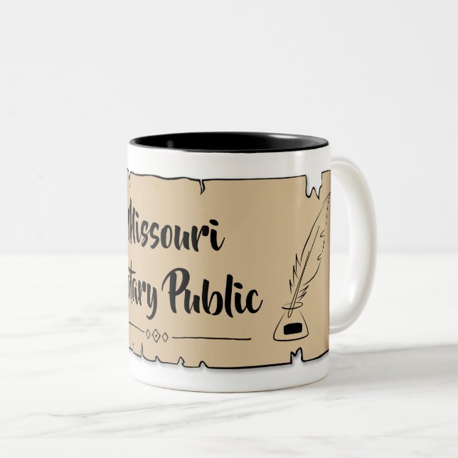 Taza Bicolor Misuri Notary Public Scroll Feather Quill (Anverso derecho)