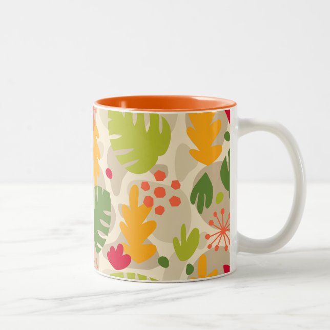 Taza Bicolor Mod Monstera Leaf Resumen Tropical Hawaiano - Cáli (Derecha)