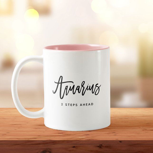 Taza Bicolor Moda Aquarius Horoscopio Guión moderno Rótulo Zodi (Subido por el creador)