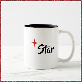 Taza Bicolor Moda Black White and Red Star Diva Mug