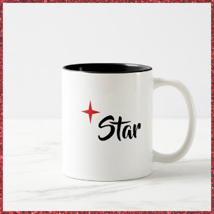 Taza Bicolor Moda Black White and Red Star Diva Mug