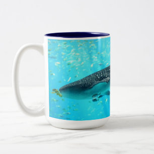 Taza Bicolor Moda de agua marina Elegante Guay Blue Whale Shark