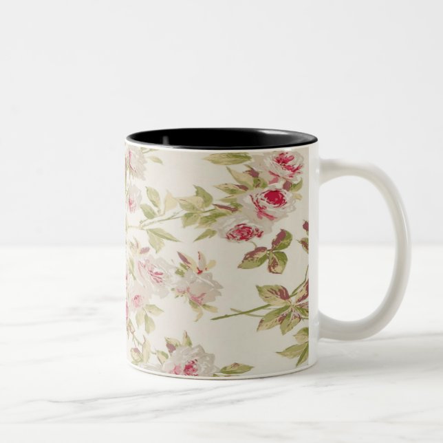 Taza Bicolor Moda de época Rosas de Shabby Girly (Derecha)