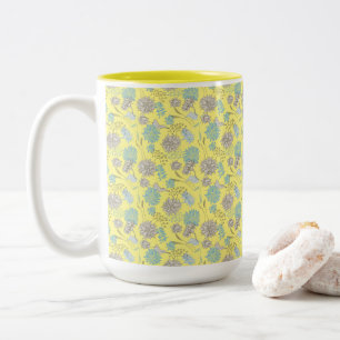 Taza Bicolor Moda elegante Flor silvestre amarillo