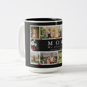 Taza Bicolor Moda floral Monograma Personalizado Collage de fot