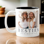 Taza Bicolor Moda moderna minimalista Mejor foto de amigos BFF<br><div class="desc">El diseño se compone de tipografía divertida y lúdica con fuentes sans serif y serif. Añadir una foto personalizado.</div>