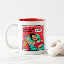 Taza Bicolor Moda retro: cita Inspiradora del arte pop vintage