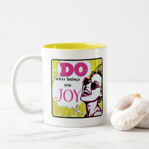 Taza Bicolor Moda retro: cita Inspiradora del arte pop vintage