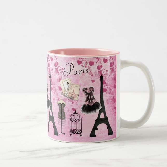 Taza Bicolor Moda Rosa París Eiffel (Derecha)