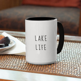 Taza Bicolor Moda Rústica Lago Vida Casa Cabina Moderna