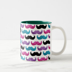Taza Bicolor Modelo bling colorido del bigote (falso purpurina)
