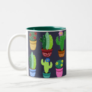 Taza Bicolor Modelo del cactus del dibujo animado