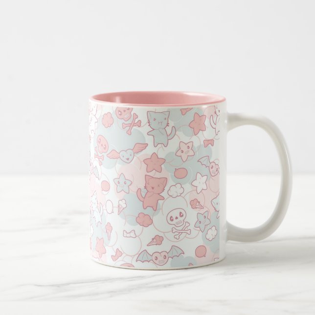 Taza Bicolor modelo del kawaii con doodle (Derecha)
