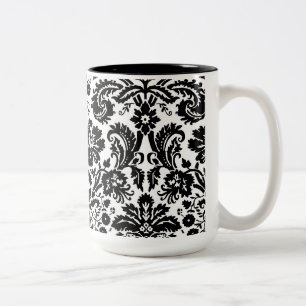 Taza Bicolor Modelo elegante blanco y negro del damasco