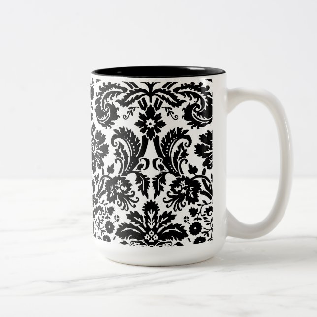 Taza Bicolor Modelo elegante blanco y negro del damasco (Derecha)