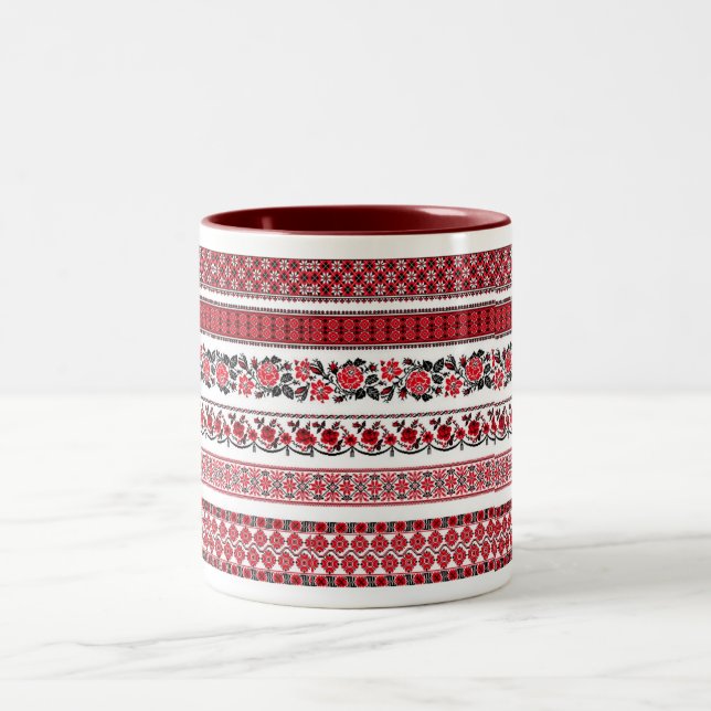 Taza Bicolor Modelo étnico ucraniano (Centro)