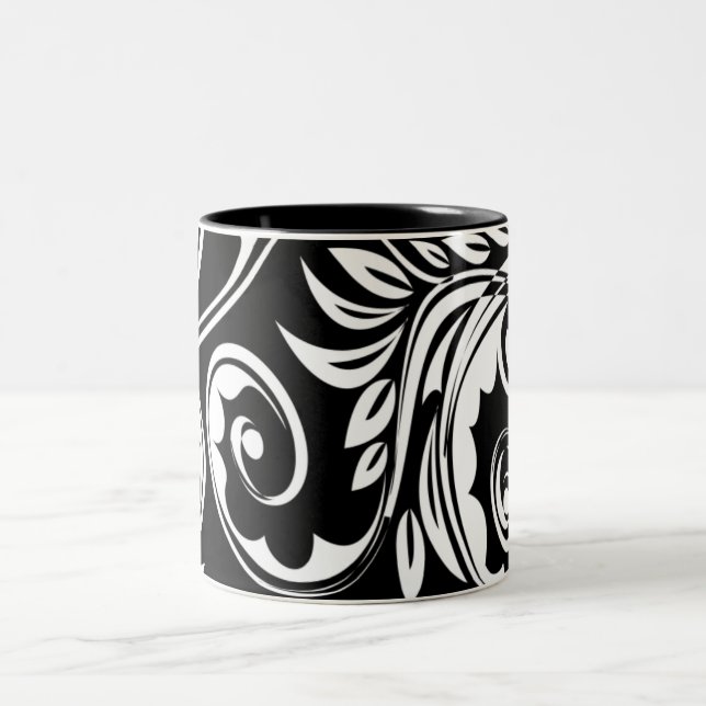 Taza Bicolor Modelo floral blanco negro de Paisley (Centro)