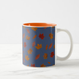 Taza Bicolor Modelo fotográfico de las hojas de otoño de la