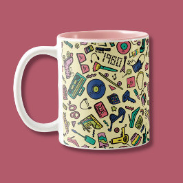 Taza Bicolor Modelo lúdico de arte Doodle de los años 80