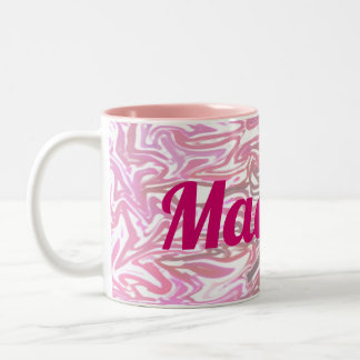 Taza Bicolor Modelo rosado con el nombre del chica
