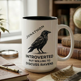 Taza Bicolor Modern Geometric Raven Gift Introvert Humor Art