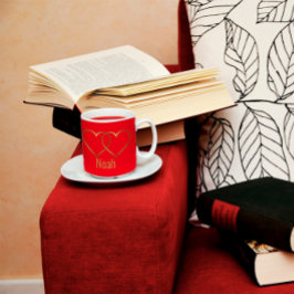 Taza Bicolor Modern gold heart red Two-Tone Coffee Mug